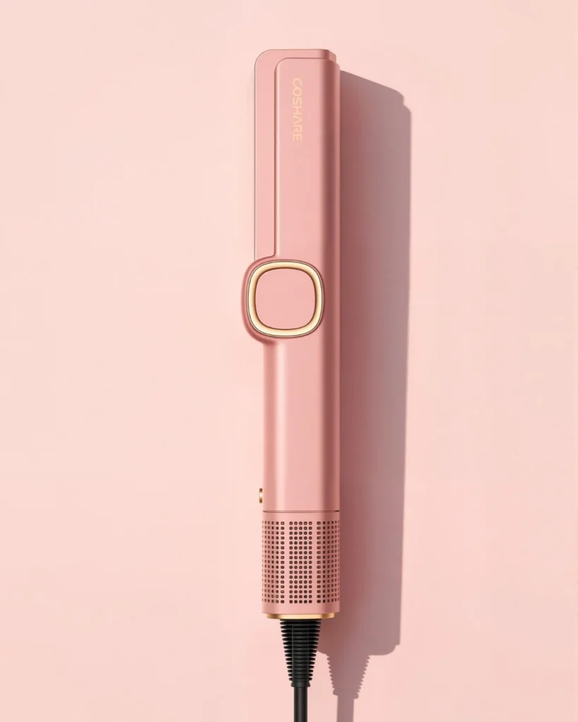 Prostownica powietrza COSHARE SuperAero Rose Gold na różowym tle