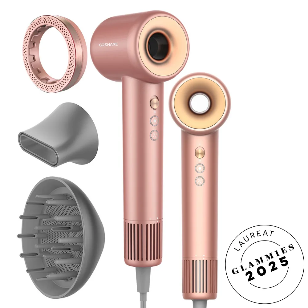 Suszarka do włosów COSHARE SuperFlow1 PRO Rose Gold z akcesoriami, laureat Glammies 2025